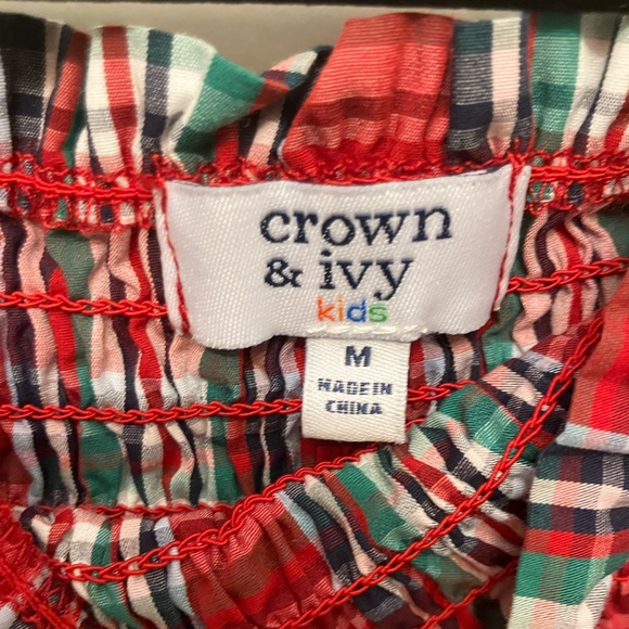 Crown & Ivy Red Green Smocked Dress - Picture 2 of 2